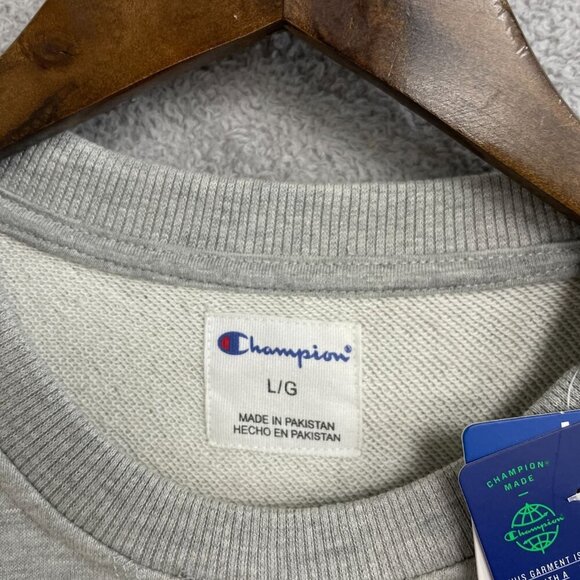 NEW Champion Men's L Crewneck Sweatshirt Gray Cotton Blend - Picture 6 of 10